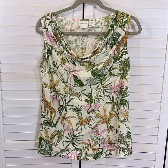 Rachel Zoe Linen Top Small Tropical Sleeveless NWOT - Picture 3 of 15